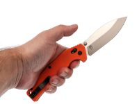 Складной нож Obertech ns-01 thumb stud satin, сталь VG-10, рукоять G10, оранжевый