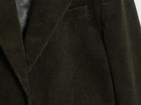 Однобортный жакет из вельвета, Зеленый