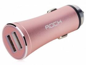 Автомобильный блок питания Rock H1 Car Charger with Hammer 2xUSB, 5V, 2,4A (общ.) (Rose Gold)