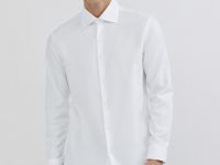 Рубашка из структурной ткани, Белый