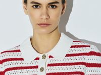 Поло из структурной ткани в полоску, Красный