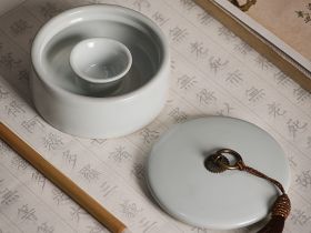 Многофункциональная чаша с крышкой для туши и воды (белый)