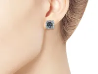 Пусеты из белого золота с сапфирами и бриллиантами э4737пс06220418