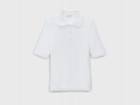 Джемпер из пушистой пряжи с коротким рукавом, Белый