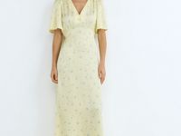 Платье миди с принтом, Желтый