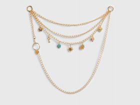 Пояс-цепь с декоративными подвесками, Золотой