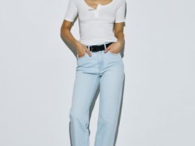 Футболка с вырезом "хенли", Белый