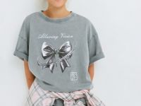 Футболка с AR-принтом для девочек, Серый