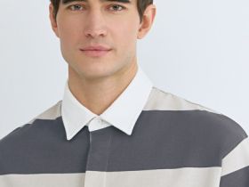 Поло в полоску из хлопка, Голубой