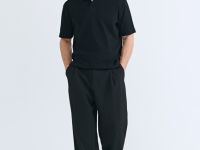 Поло из текстурной хлопковой ткани, Черный