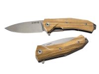 Нож складной LionSteel KUR UL Olive Wood Flipper, сталь Uddeholm Sleipner®, рукоять оливковое дерево