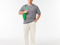 Мужская полосатая Футболка  Lacoste из плотного хлопка