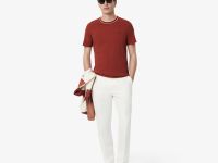 Мужская футболка Lacoste с воротником в полоску из эластичного хлопка