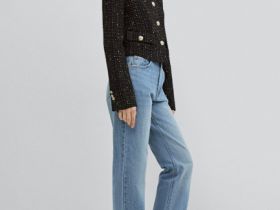 Прямые джинсы с высокой посадкой, Голубой