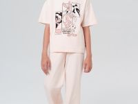 Комплект трикотажный для девочек: фуфайка (футболка), брюки