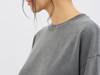 Лонгслив оверсайз с принтом, Серый