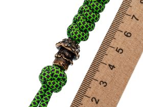 Темляк большой с бусиной "Грибок", изумрудный