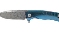 Нож складной LionSteel ROK DD BL, дамасская сталь, рукоять титан, синий