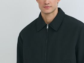 Утеплённый бомбер с отложным воротником, Черный