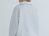 Толстовка с принтом и воротником на молнии, Серый