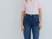 Прямые джинсы с высокой посадкой, Синий