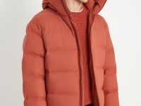 Пуховик с воротником-стойкой и капюшоном