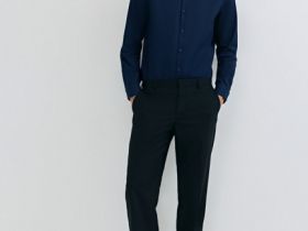 Рубашка из структурной ткани, Синий