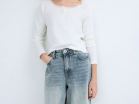 Лонгслив в рубчик для девочек, Белый