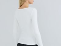 Приталенный лонгслив в рубчик, Бежевый