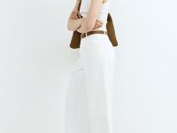 Укороченные широкие джинсы с ремнём, Белый