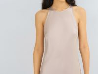 Сатиновое платье макси, Бежевый