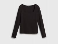Лонгслив с квадратным вырезом, Черный