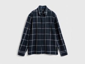 Рубашка в клетку с накладным карманом, Черный