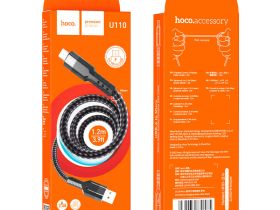 Кабель Hoco U110 Extra Durability 2.4A (USB) на (Lightning) 120см нейлон (черный)