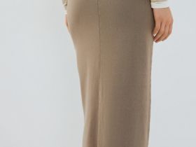 Прямая юбка с эффектом стирки, Бежевый