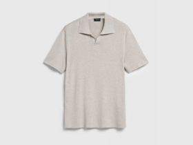 Вязаное поло с коротким рукавом, Бежевый