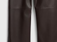 Прямые брюки из искусственной кожи, Коричневый