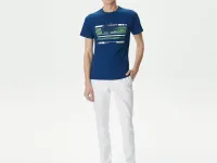 Мужская приталенная Футболка Lacoste с круглым вырезом
