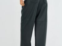 Прямые брюки из искусственной кожи, Черный