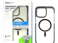 Чехол-накладка Hoco Transparent Dual-Color Magsafe для iPhone 15 Pro противоударный (пластик) (фиолетовая рамка)