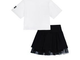 Комплект трикотажный для девочек: фуфайка (футболка), шорты