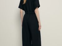 Комбинезон с поясом на кулиске и добавлением льна