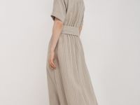 Платье-рубашка с поясом, Бежевый