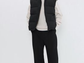 Стёганый утеплённый жилет с воротником-стойкой, Черный