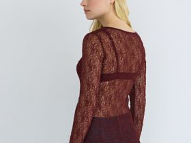 Кружевной лонгслив, Оранжевый