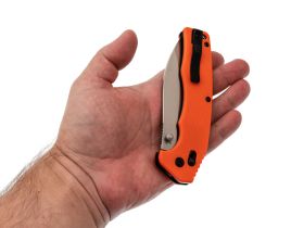 Складной нож Obertech ns-01 thumb stud satin, сталь VG-10, рукоять G10, оранжевый