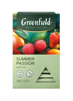 Чай зелёный Greenfield Summer Passion в пирамидках, с ароматом манго, личии и  клубники, 20 шт х 1,8 г