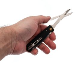 Складной нож Sanrenmu Partner, сталь 12C27, компактный мультитул с ножницами, рукоять нержавеющая сталь черная