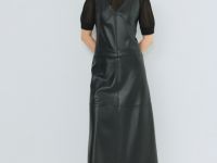 Платье А-силуэта из искусственной кожи, Черный