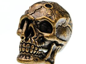 Бусина темлячная "Череп с пистолетом", латунь